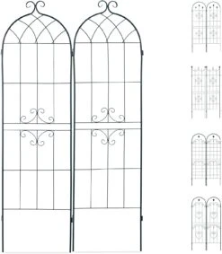Treillis Clôture Plante Grimpante Arche Jardin Fer Set De 2 Vert 13_0002896_5