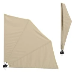 Auvent Latéral Parasol Mural Protection Du Soleil Polyester Beige 160cm X 160cm 03_0003080