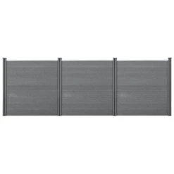 Clôture Brise Vue Brise Vent Bois Composite (WPC) 183 X 531 Cm Gris 03_0001450