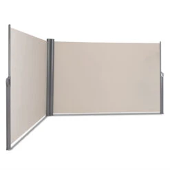 Auvent Latéral Rétractable Double 180x600cm En Aluminium Et Tissu Polyester Résistant Aux Uv Beige 20_0000144