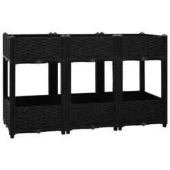 Jardinière Lit Surélevé Plantes Fleurs Jardin 120 X 40 X 71 Cm Polypropylène Noir 02_0000910